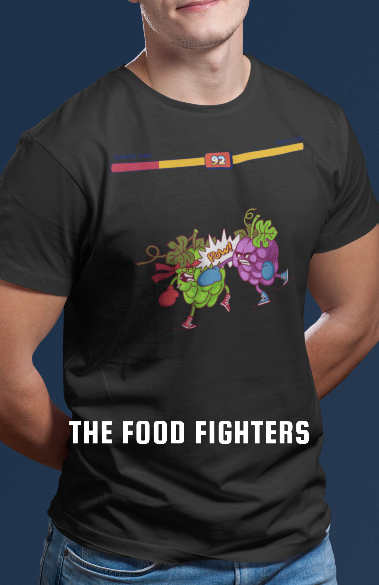 Funny T-shirt Custom Graphic Design, Grapes, Food, Fighting