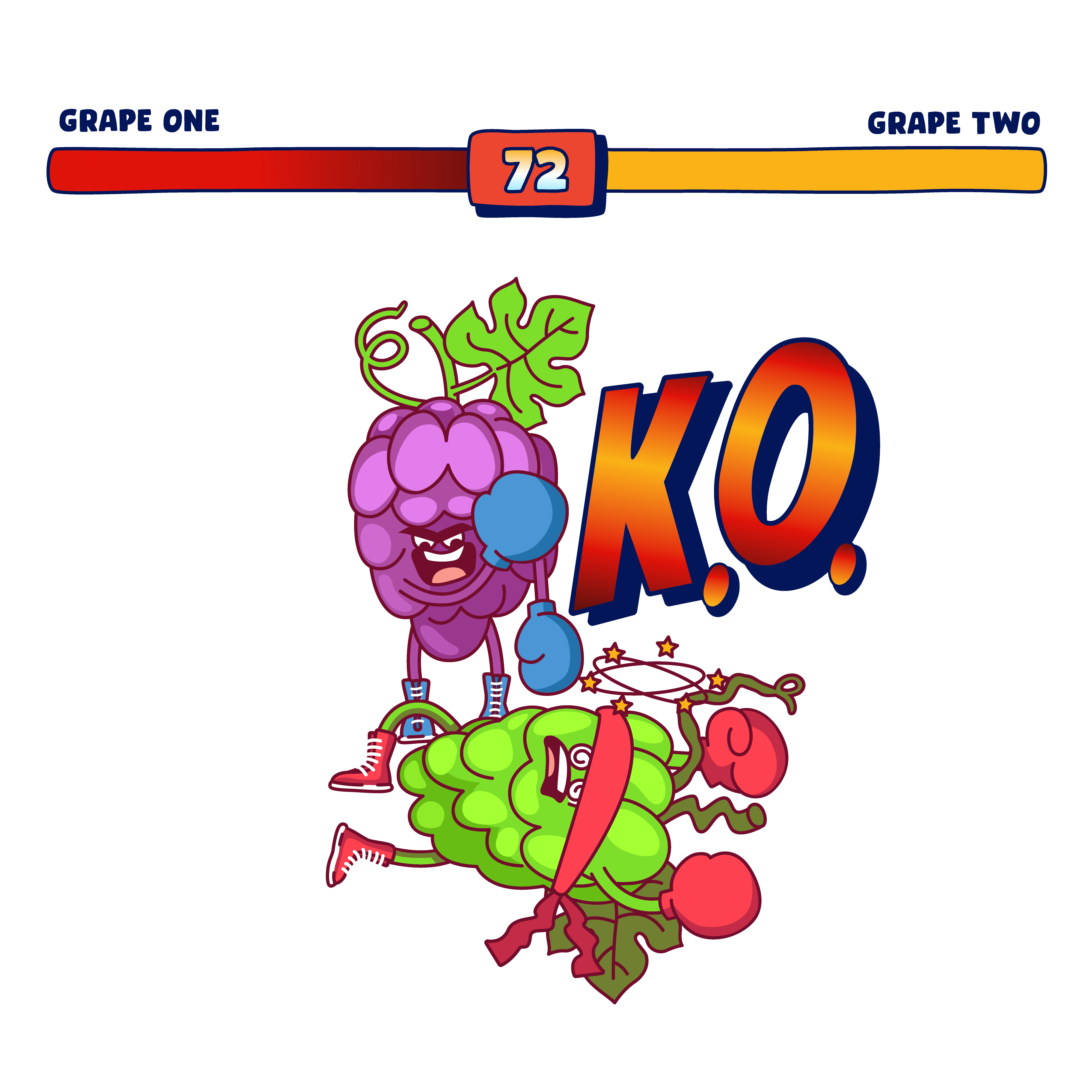 Grapes K.O. Graphic Tee! EPIC FOOD SHOWDOWNS! T-Shirt Food Fighter Tees