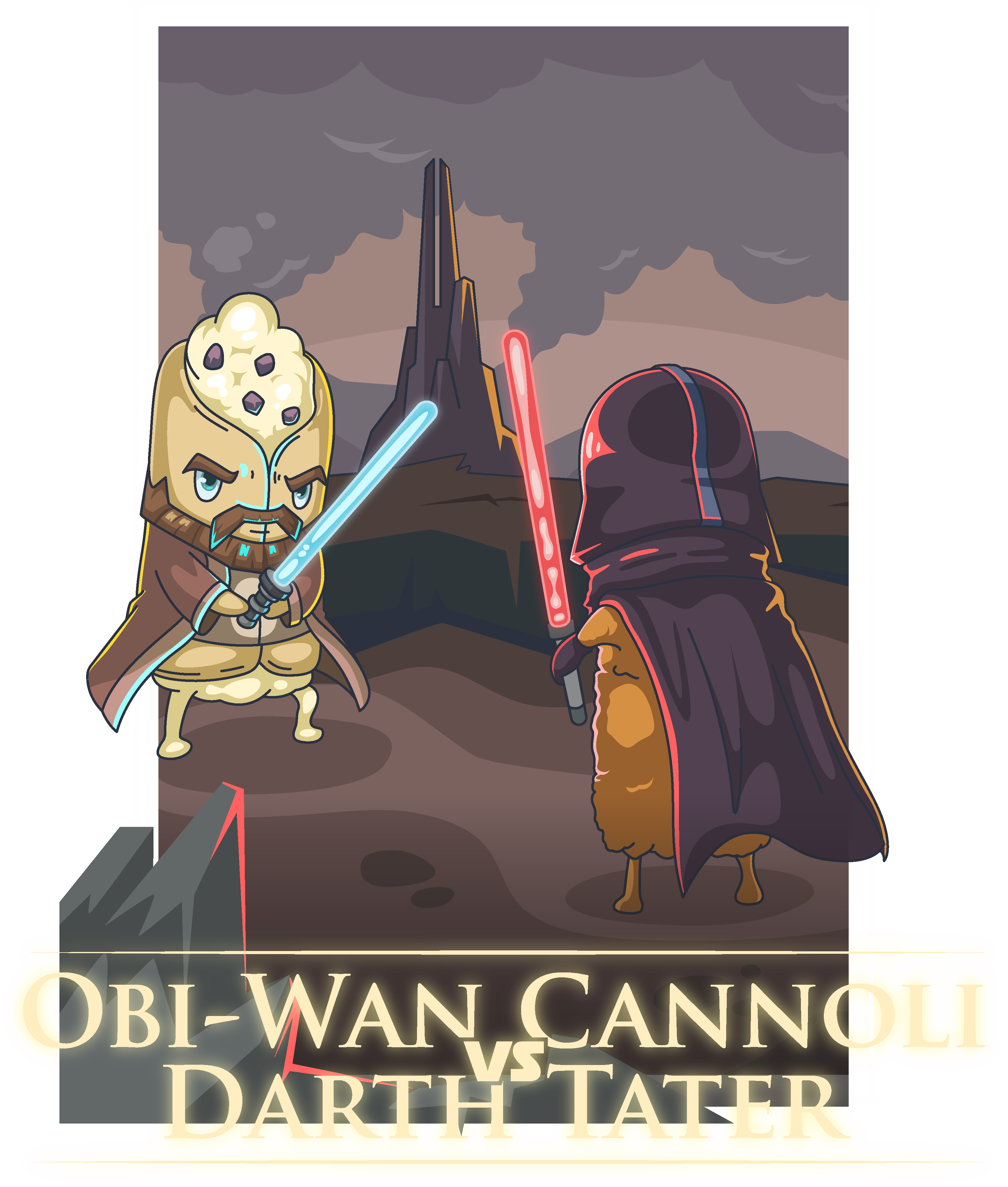 Food Wars: Obi-Wan Cannoli Vs Darth Tater PUN-TASTIC COLLECTION! T-Shirt Food Fighter Tees