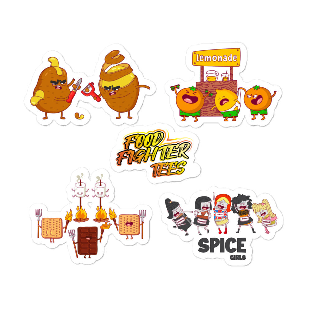 The Random Stickers! STICKER SMORGASBORD! Sticker Food Fighter Tees