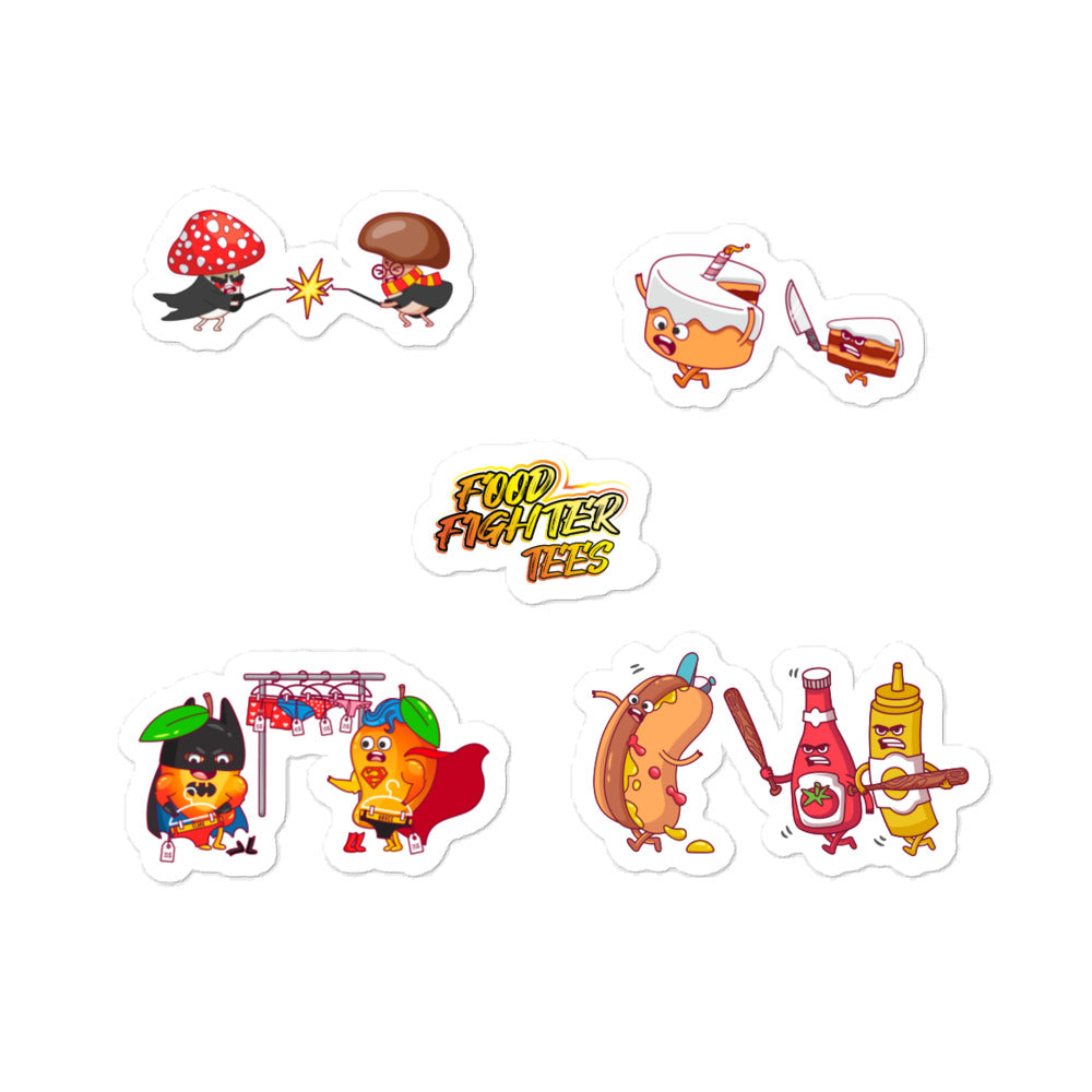 The Random Stickers 2! STICKER SMORGASBORD! Sticker Food Fighter Tees